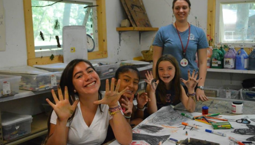 Campers crafting at WeHaKee Camp for Girls