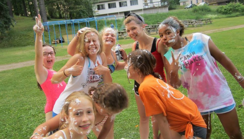 Shaving cream fight at WeHaKee Camp for Girls