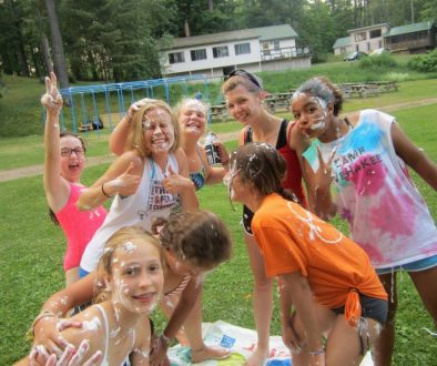 Shaving cream fight at WeHaKee Camp for Girls