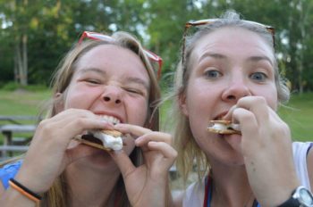 WeHaKee campers eating delicious smores!