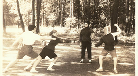 Fencing practice at WeHaKee Camp for Girls