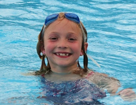 WeHaKee camper enjoying the pool