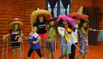 Campers dressed up in the cabin at WeHaKee Camp for Girls.