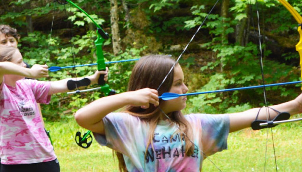 2017 campers learning archery at WeHaKee Camp for Girls.