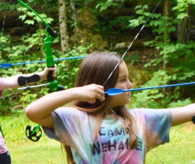 2017 campers learning archery at WeHaKee Camp for Girls.