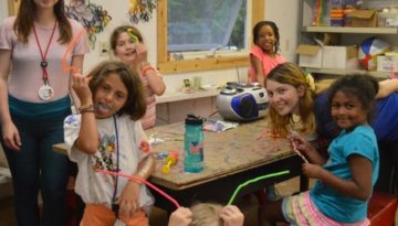 WeHaKee Camp for Girls staff and campers being crafty.