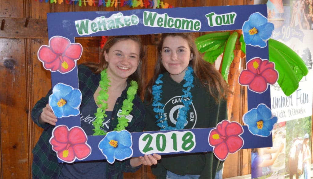 WeHaKee Camp for Girls 2018 Welcome Tour signage.