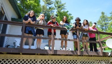 WeHaKee Camp for Girls Campers testing out an experiment.