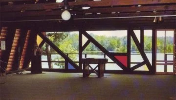 WeHaKee Camp for Girls chapel on the inside looking at towards Hunter lake.