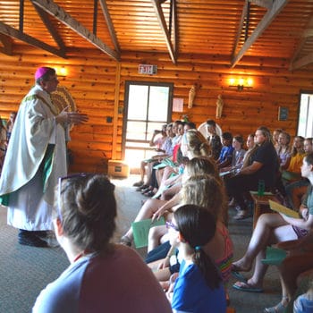 Campers in the chapel at WeHaKee Camp for Girls