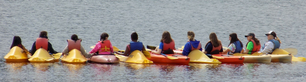 Campers Kayaking on the River at WeHaKee Campers Kayaking on the River at WeHaKee