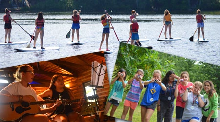 Photo collage of campers at Girls Camp at WeHaKee Camp for Girls