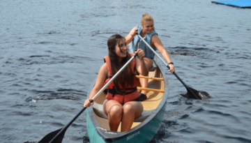 Two Girls Canoeing