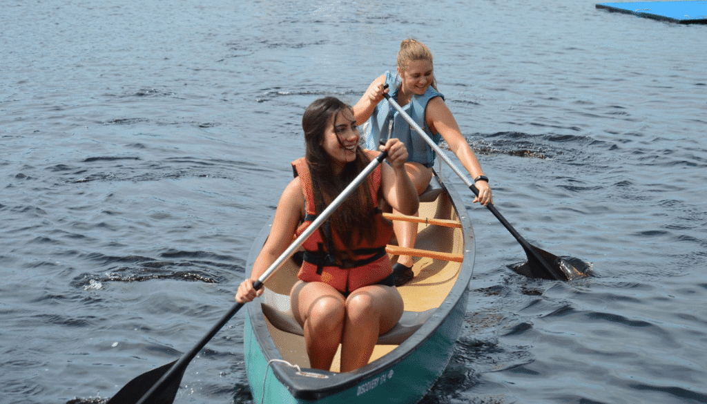 Two Girls Canoeing