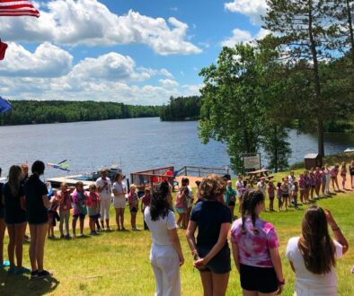 WeHaKee Camp for Girls International Campers Flag Ceremony