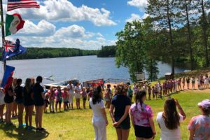 WeHaKee Camp for Girls International Campers Flag Ceremony