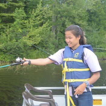 Fishing on Hunter Lake at WeHaKee Camp for Girls