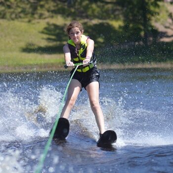 Waterskiing on Hunter Lake at WeHaKee Camp for Girls