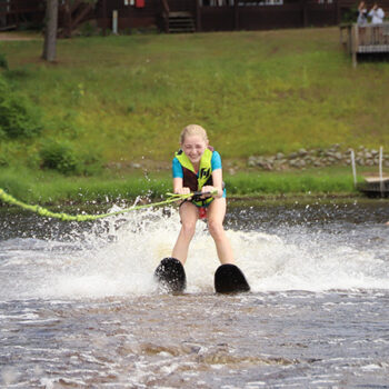 Waterskiing on Hunter Lake at WeHaKee Camp for Girls