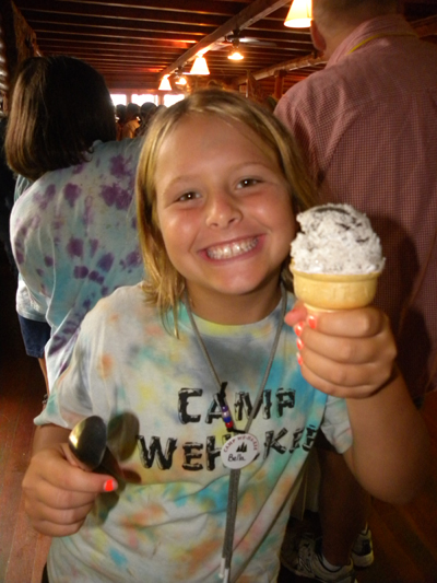 Enjoying ice cream at WeHaKee